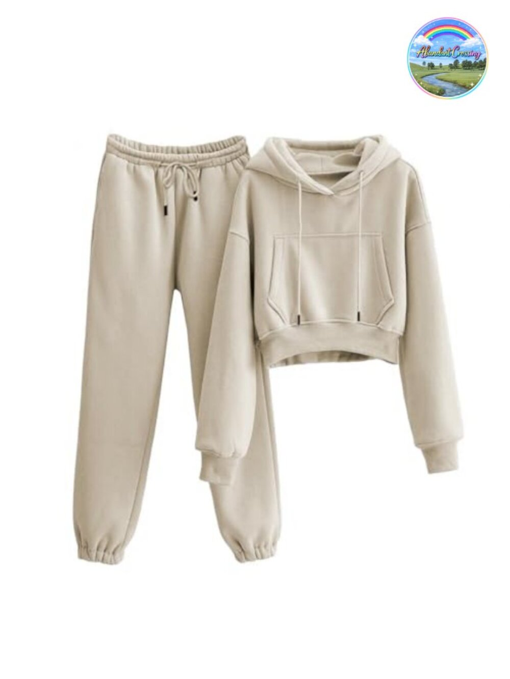 Women's 2 Piece Lounge Set Crop Hoodie Joggers Fleece Sweatsuit